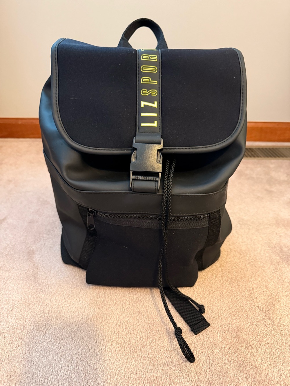 Vintage Liz Claiborne LIZSPORT Black Backpack Y2K Sporty Drawstring